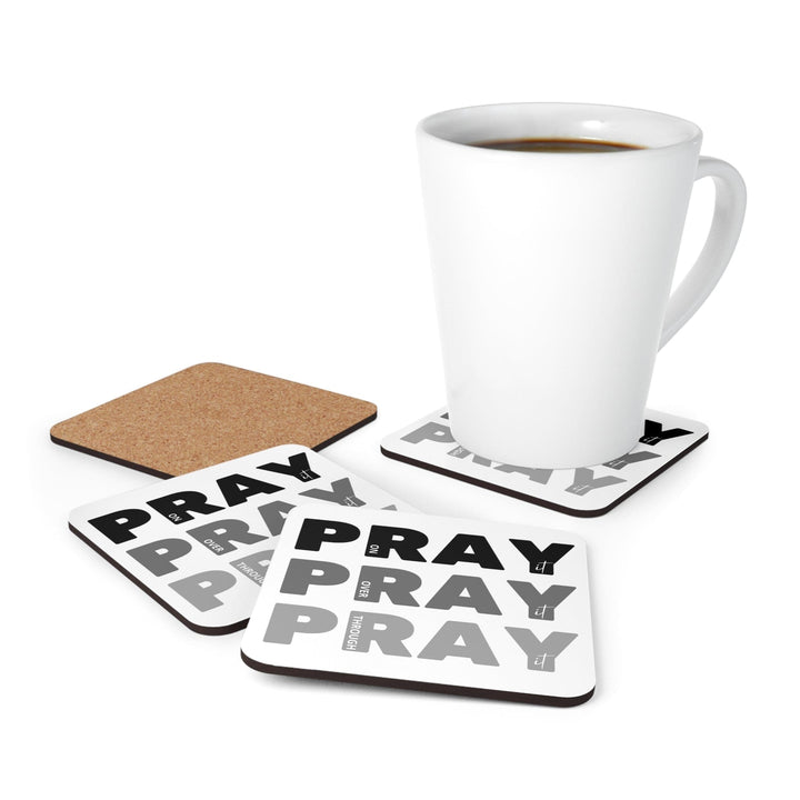 Coaster Set Of 4 For Drinks Pray On It Over It Through It Print - Decorative