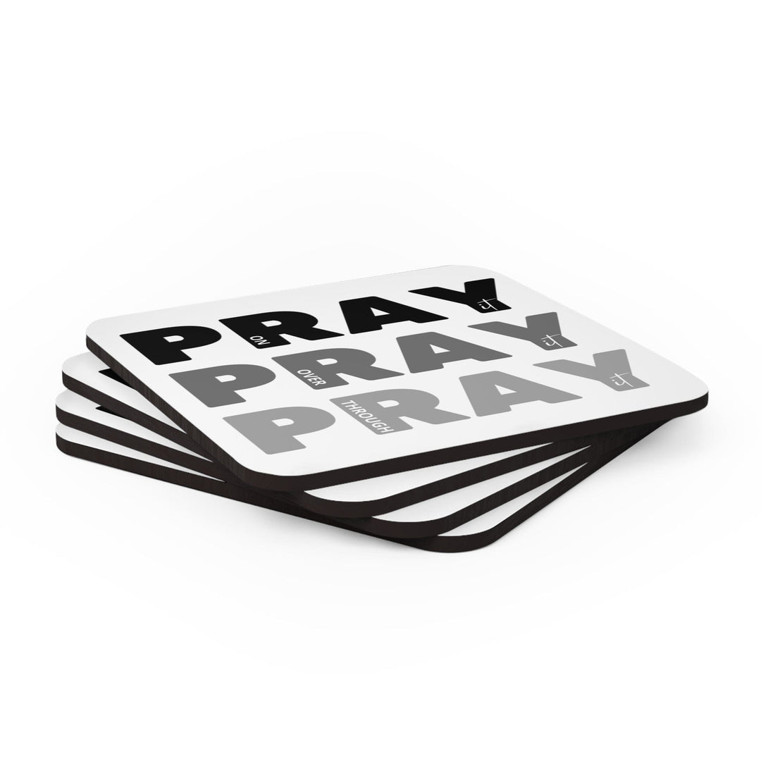 Coaster Set Of 4 For Drinks Pray On It Over It Through It Print - Decorative