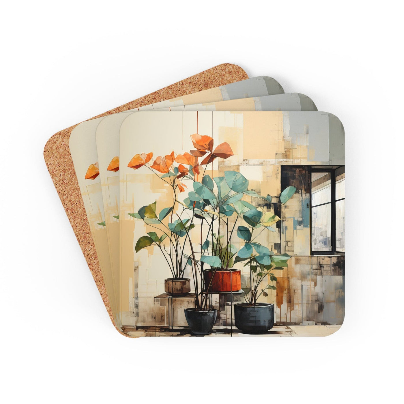 Coaster Set Of 4 For Drinks Rustic Botanical Plants - Decorative | Coasters