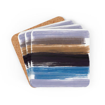 Coaster Set Of 4 For Drinks Rustic Purple Brown Design - Decorative | Coasters