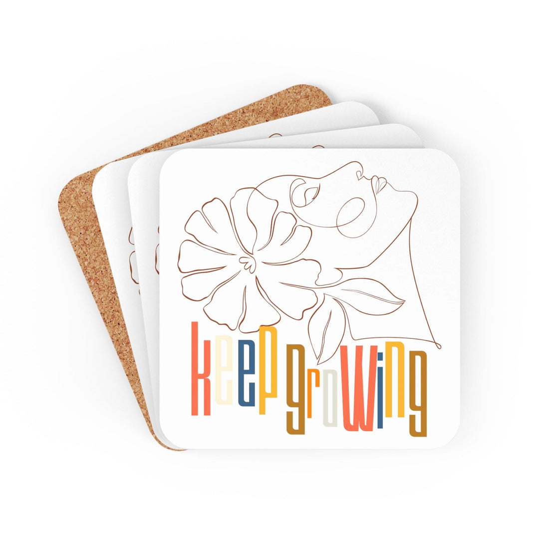 Coaster Set of 4 for Drinks Say it Soul - Keep Growing in Pastel Colors Spring