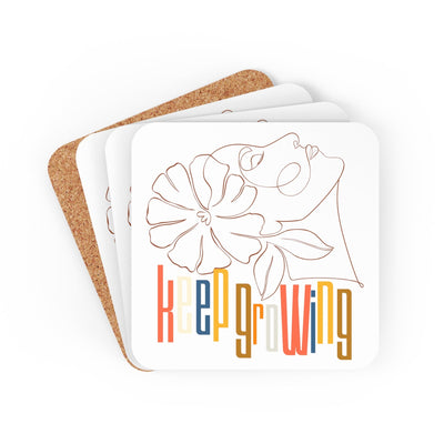 Coaster Set Of 4 For Drinks Say It Soul - Keep Growing In Pastel Colors Spring