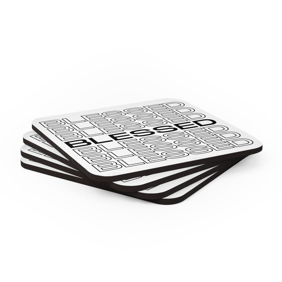 Coaster Set of 4 for Drinks Stacked Blessed Print - Decorative | Coasters