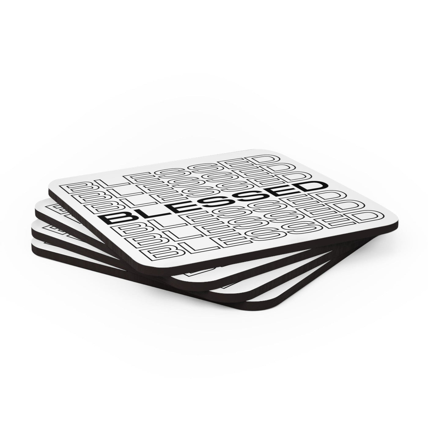 Coaster Set Of 4 For Drinks Stacked Blessed Print - Decorative | Coasters