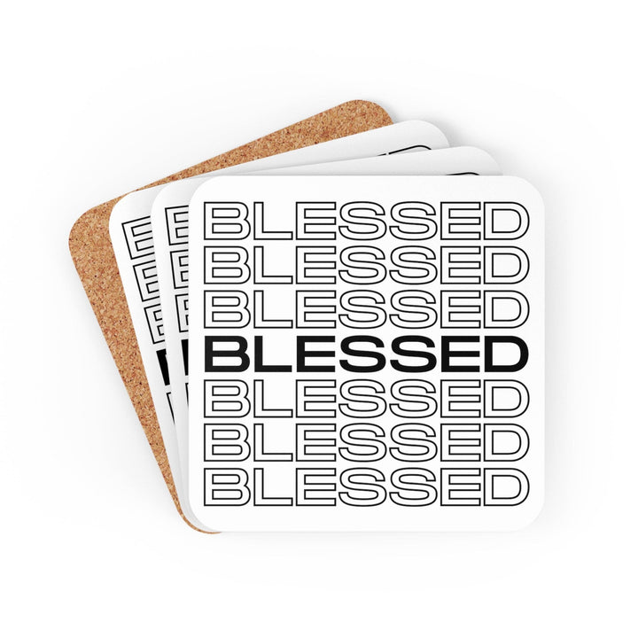 Coaster Set of 4 for Drinks Stacked Blessed Print - Decorative | Coasters