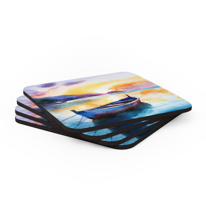 Coaster Set of 4 for Drinks Sunset by the Sea Print - Decorative | Coasters