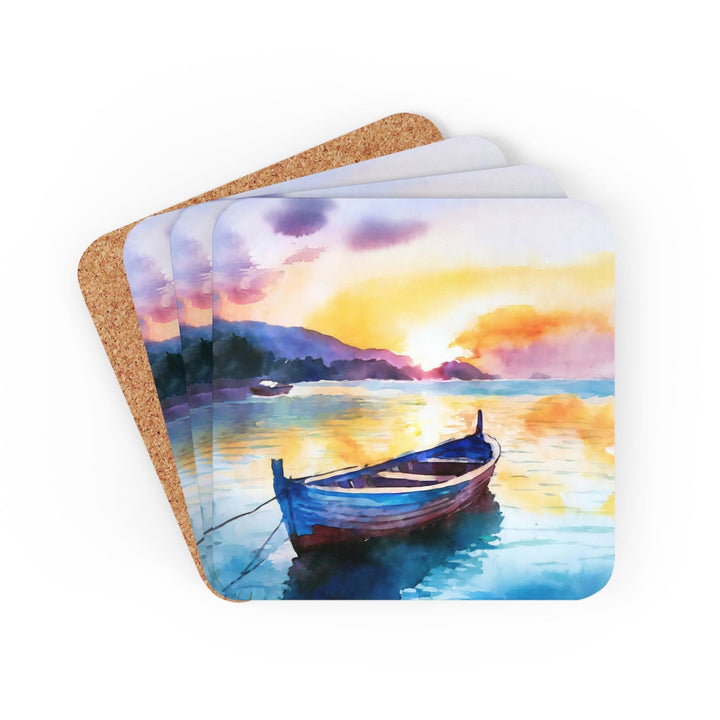 Coaster Set of 4 for Drinks Sunset by the Sea Print - Decorative | Coasters