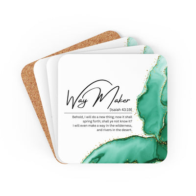 Coaster Set Of 4 For Drinks Way Maker Green Print - Decorative | Coasters