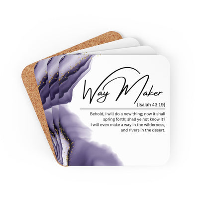 Coaster Set Of 4 For Drinks Way Maker Purple Design - Decorative | Coasters