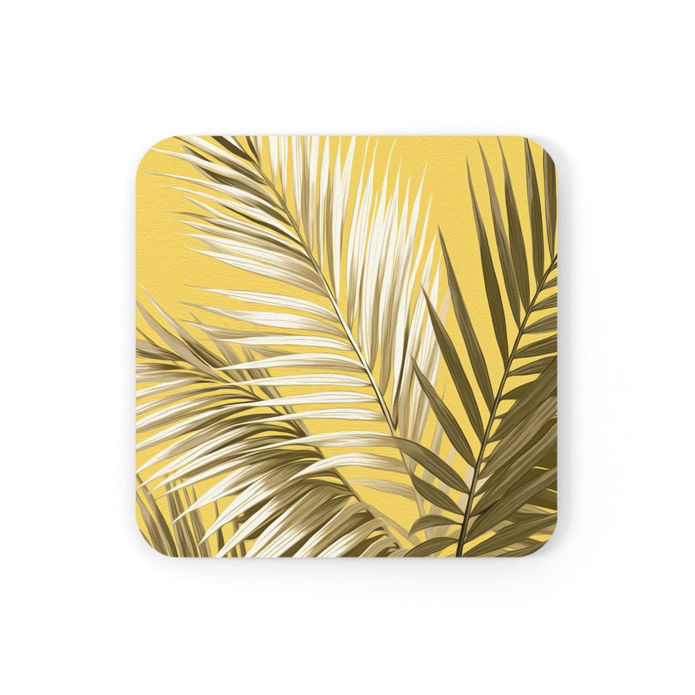 Coaster Set of 4 for Drinks White Brown Palm Leaves - Decorative | Coasters