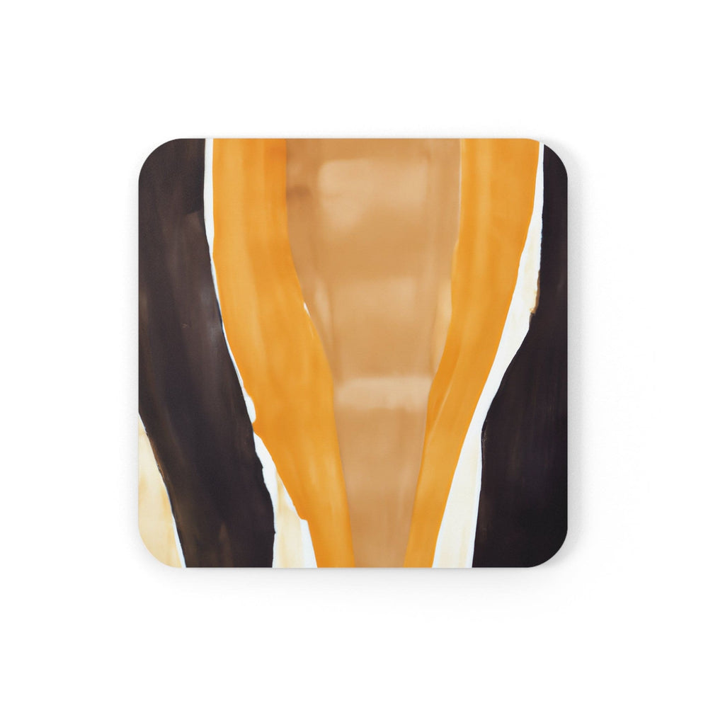 Coaster Set of 4 for Drinks Yellow Brown Abstract Pattern - Decorative