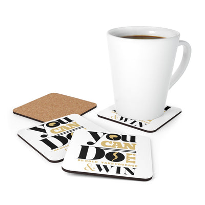 Coaster Set Of 4 For Drinks You Can Do It Be Bold Take Courage Win Illustration