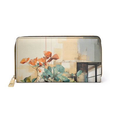Contemporary Botanical Earthy Rustic Plant Print Womens Zipper Wallet Clutch