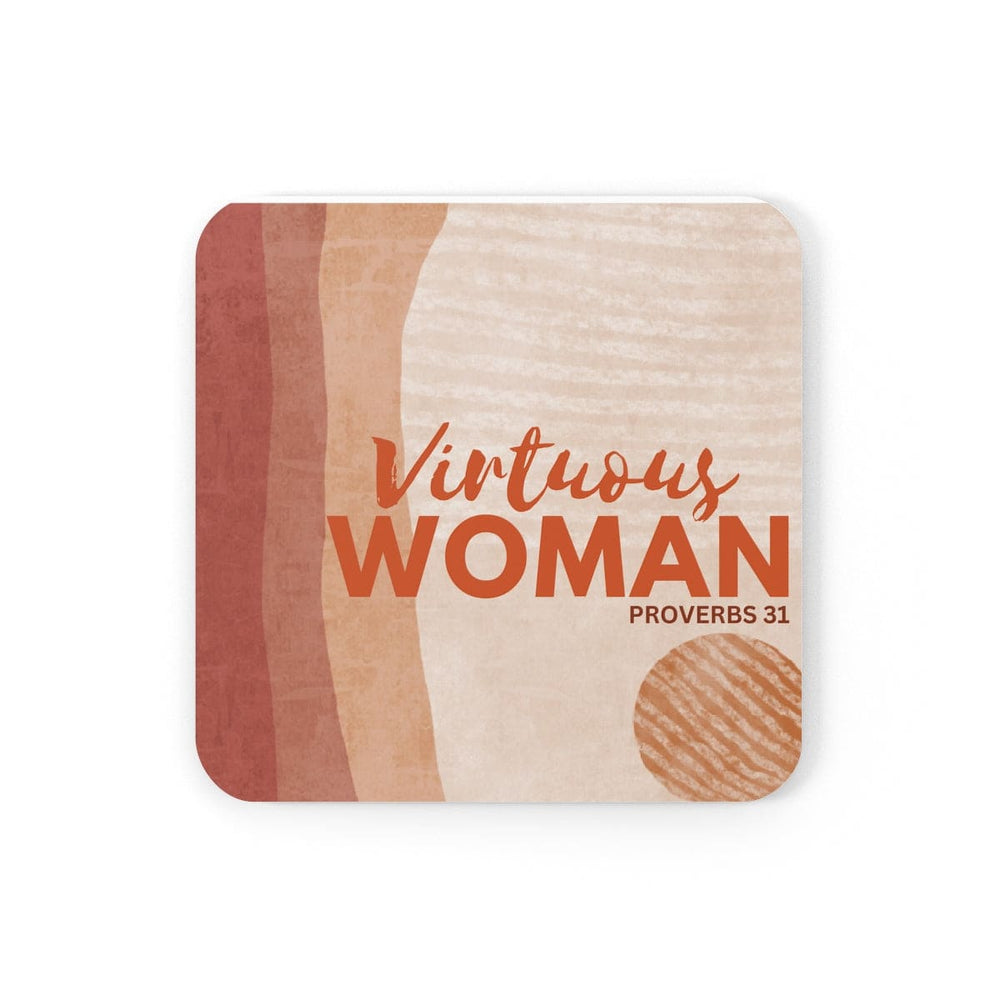 Corkwood Coaster Set - 4 Pieces Virtuous Woman - Proverbs 31 Neutral Tone