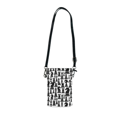 Crossbody Cell Phone Purse Black And White Chess Print - Bags