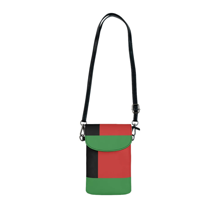 Crossbody Cell Phone Wallet Black Red Green Stripped - Bags/Crossbody Bags