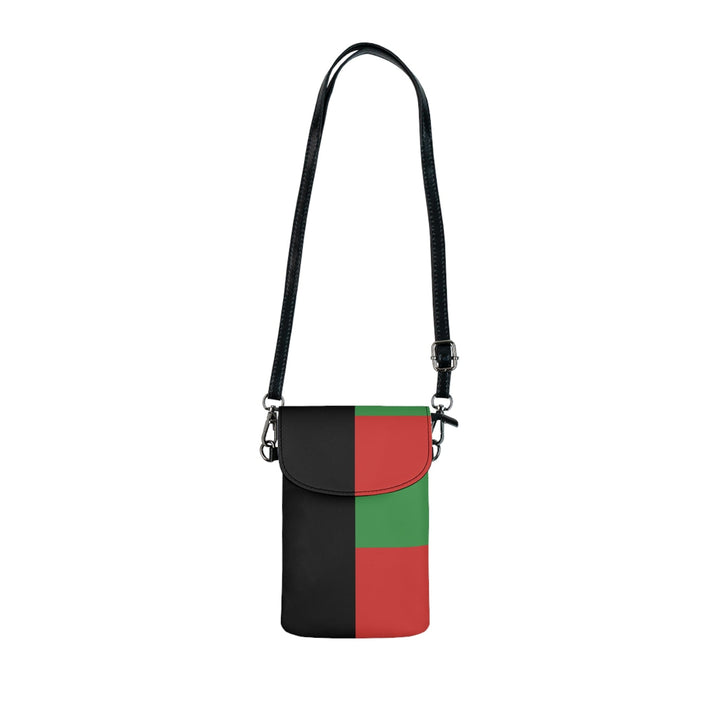 Crossbody Cell Phone Wallet Black Red Green Stripped - Bags/Crossbody Bags
