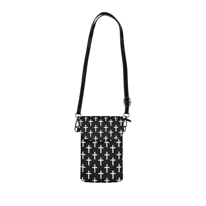 Crossbody Cell Phone Wallet Black White Cross Print - Bags | Crossbody Bags