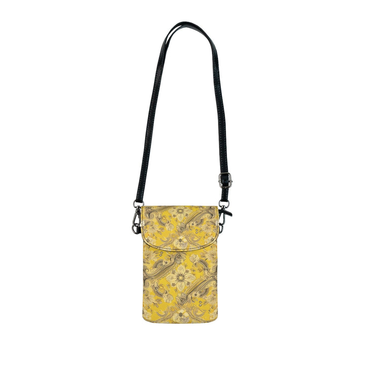 Crossbody Cell Phone Wallet Floral Yellow Bandanna Print - Bags/Crossbody Bags