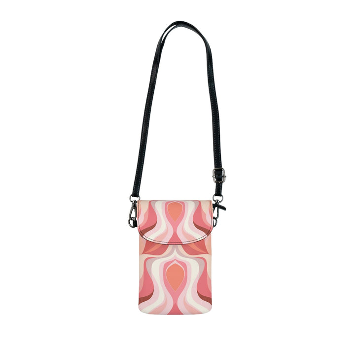 Crossbody Cell Phone Wallet Pink White Boho Swirl Lines - Bags/Crossbody Bags