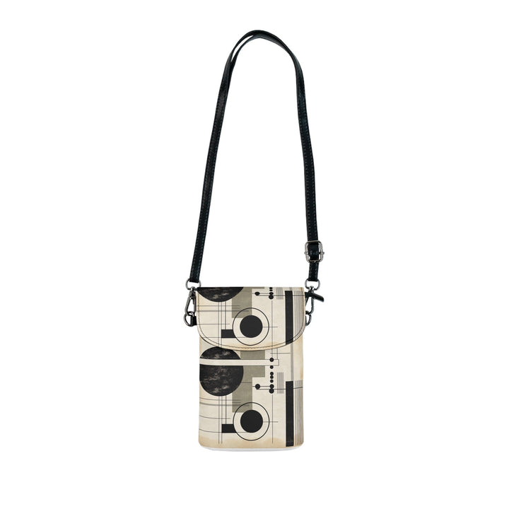 Crossbody Bag Small Cell Phone Purse - Abstract Black Beige Brown Geometric