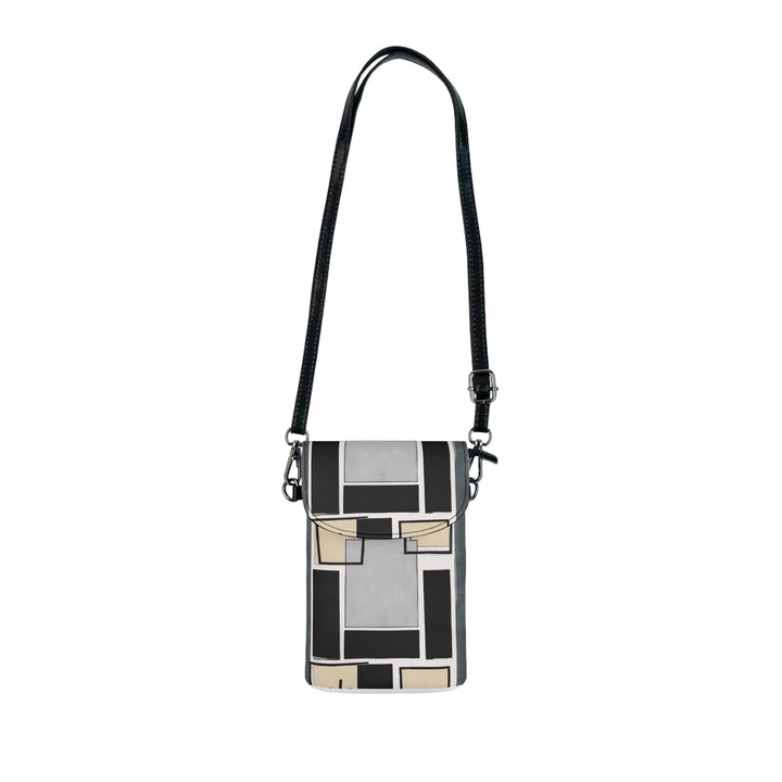 Crossbody Bag Small Cell Phone Purse - Abstract Black Grey Brown Geometric