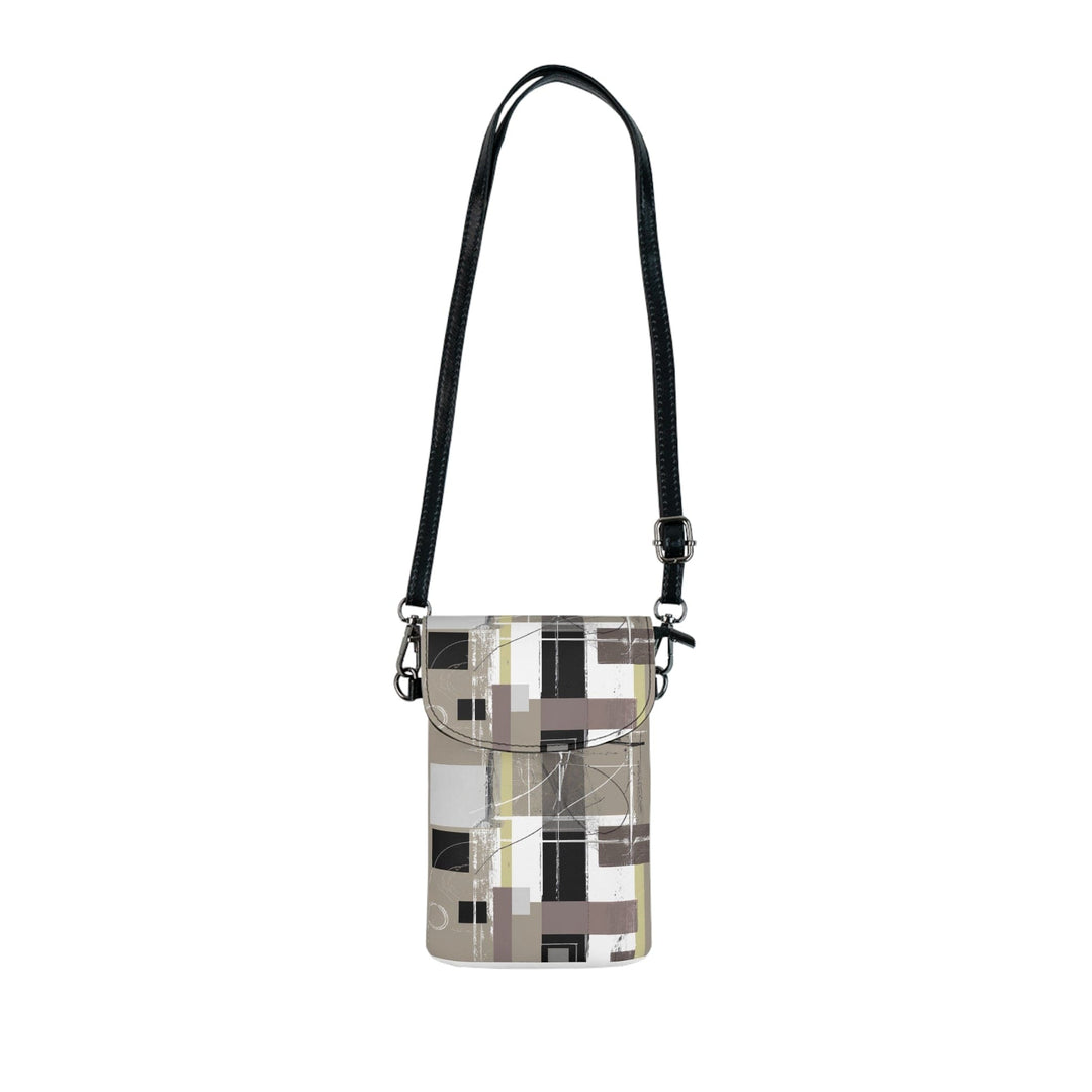 Crossbody Bag Small Cell Phone Purse - Abstract Brown Geometric Shapes - Bags