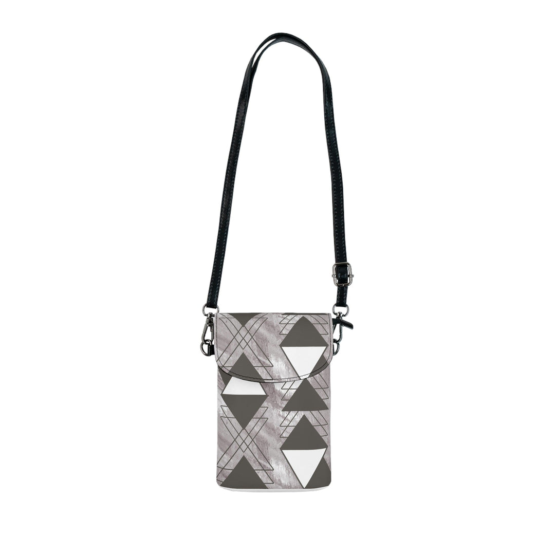 Crossbody Bag Small Cell Phone Purse - Ash Grey and White Triangular Colorblock