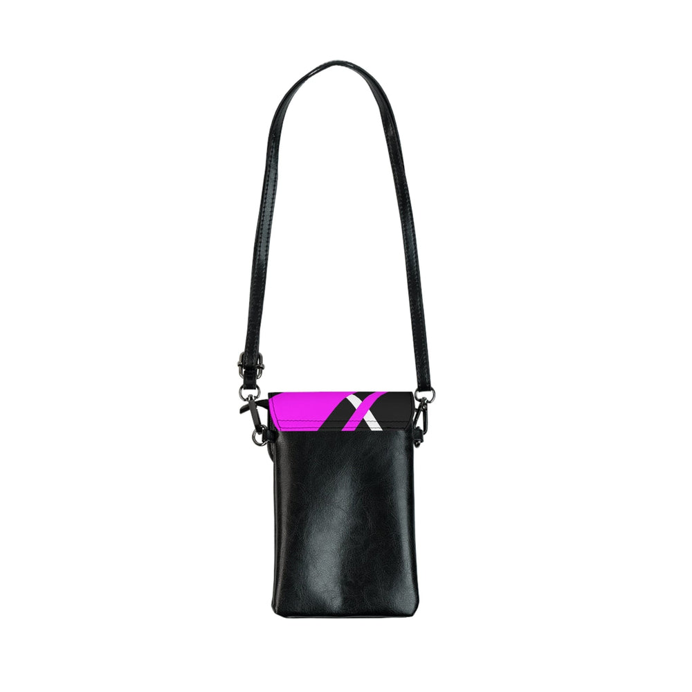 Crossbody Bag Small Cell Phone Purse - Black and Pink Geometric Pattern - Bags