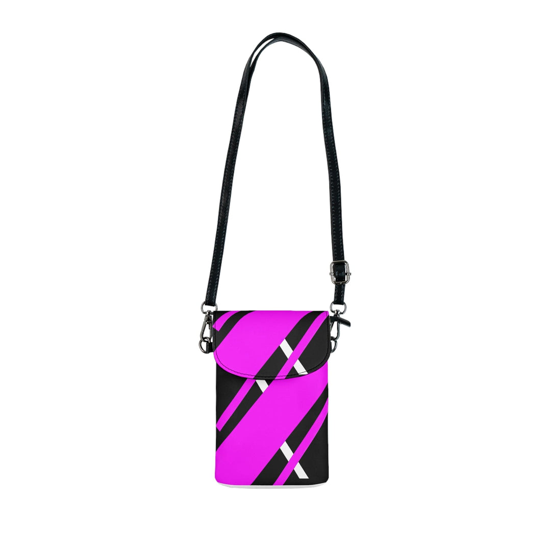 Crossbody Bag Small Cell Phone Purse - Black and Pink Geometric Pattern - Bags