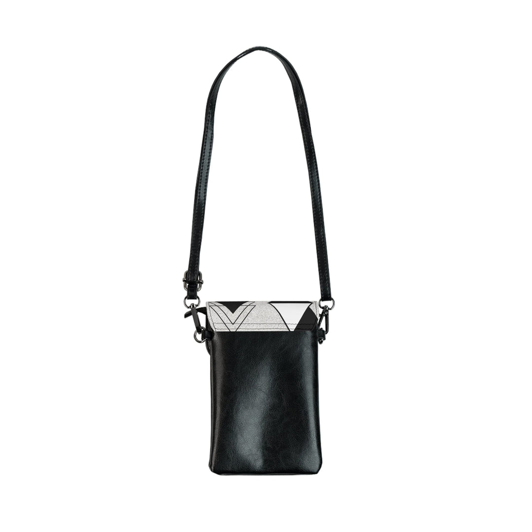 Crossbody Bag Small Cell Phone Purse - Black and White Ash Grey Triangular