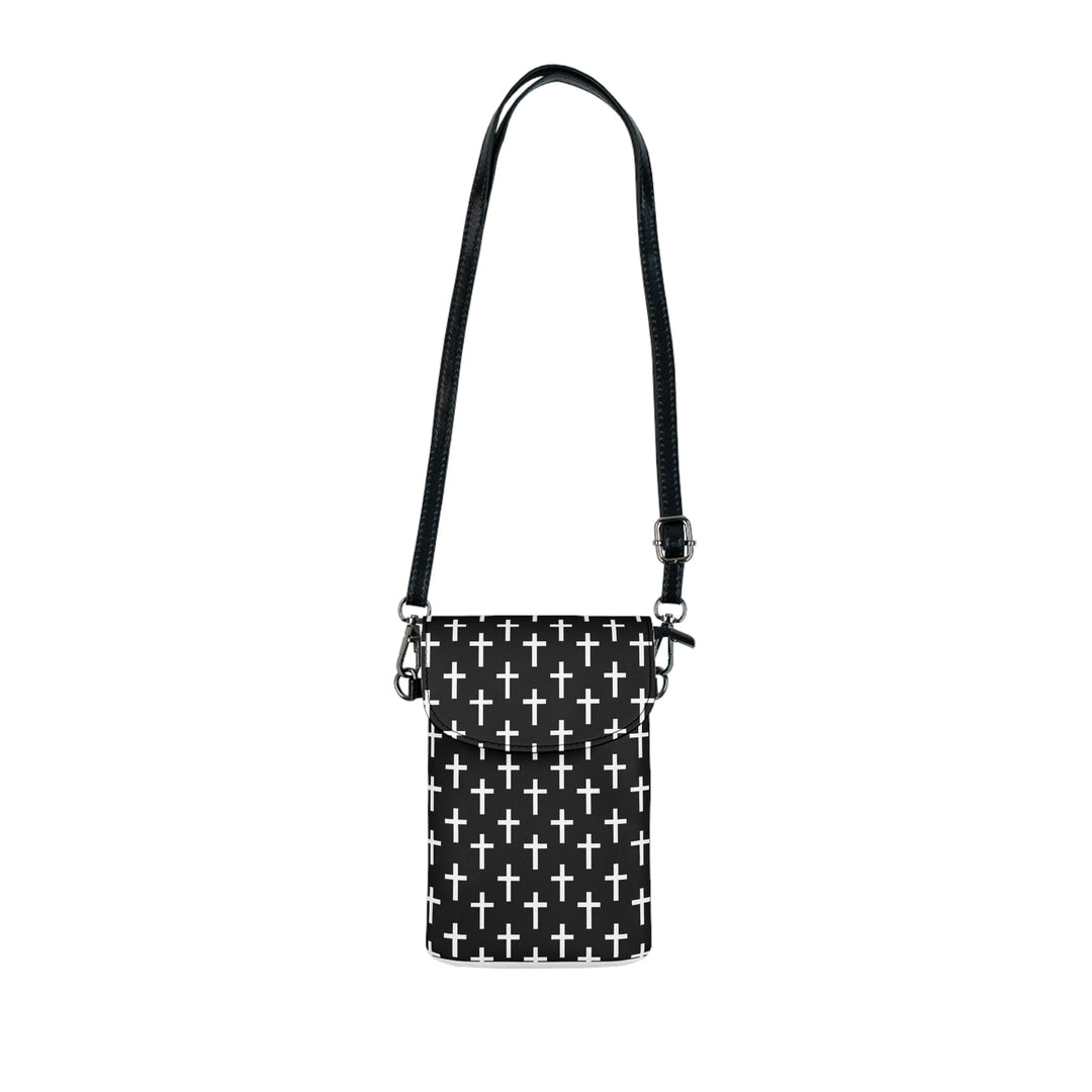 Crossbody Bag Small Cell Phone Purse - Black and White Seamless Cross Pattern