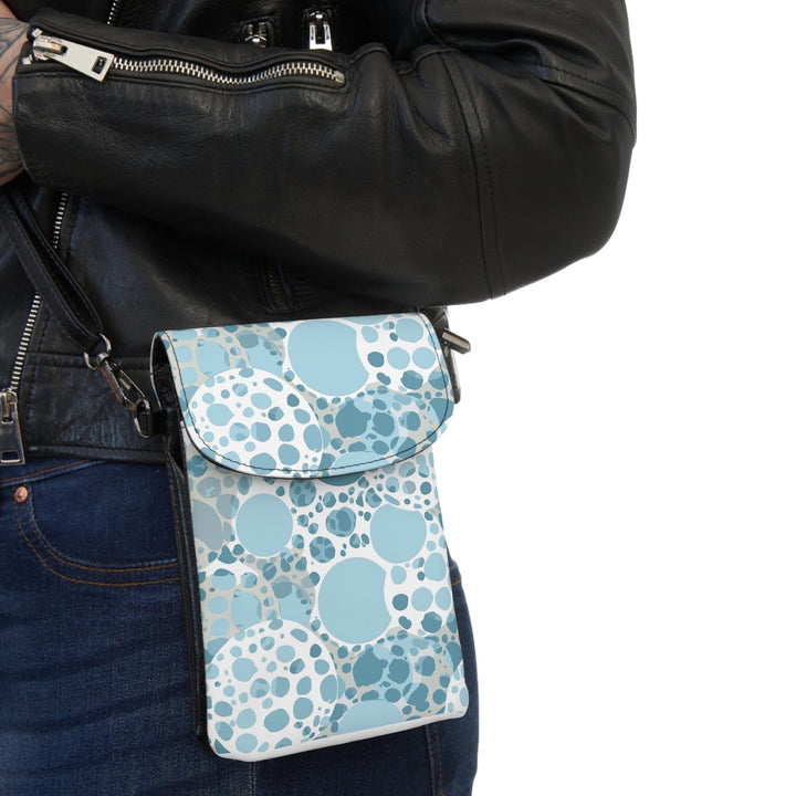 Crossbody Bag Small Cell Phone Purse - Blue and White Circular Spotted