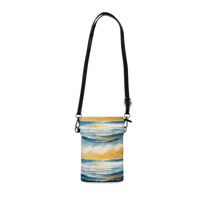 Crossbody Bag Small Cell Phone Purse - Blue Ocean Golden Sunset Print - Bags