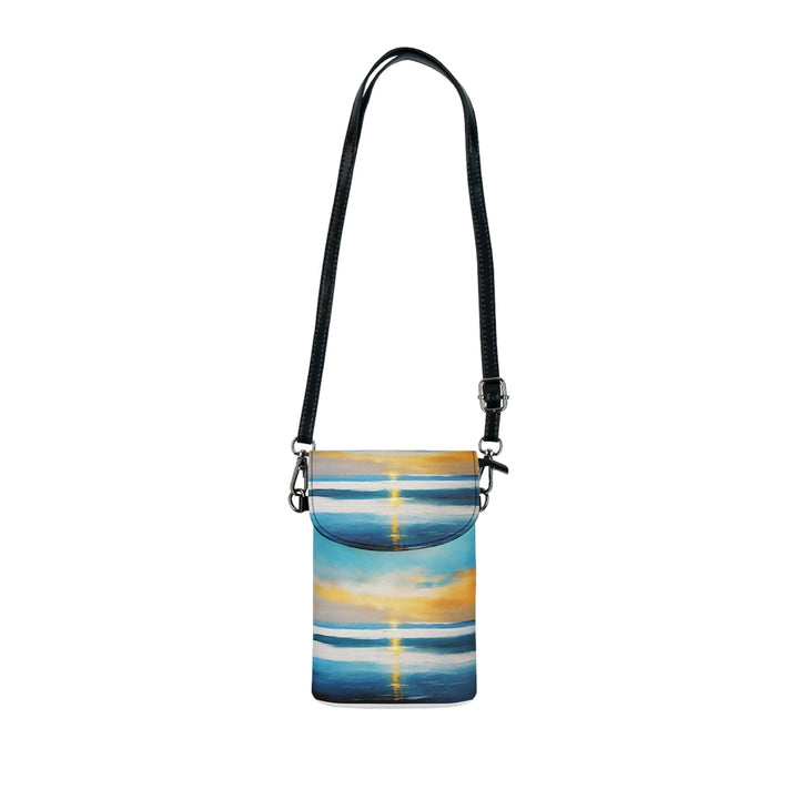 Crossbody Bag Small Cell Phone Purse - Blue Ocean Golden Sunset Print - Bags