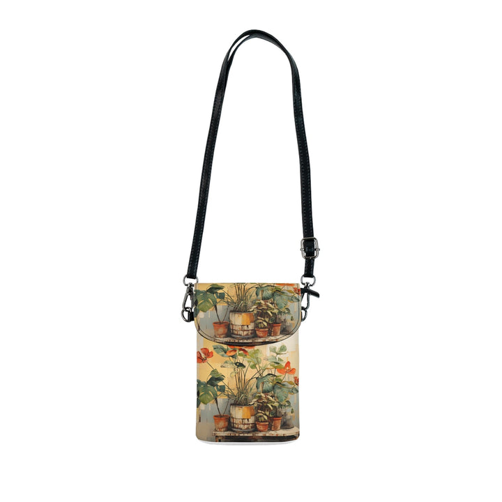 Crossbody Bag Small Cell Phone Purse - Earthy Rustic Potted Plants - Bags