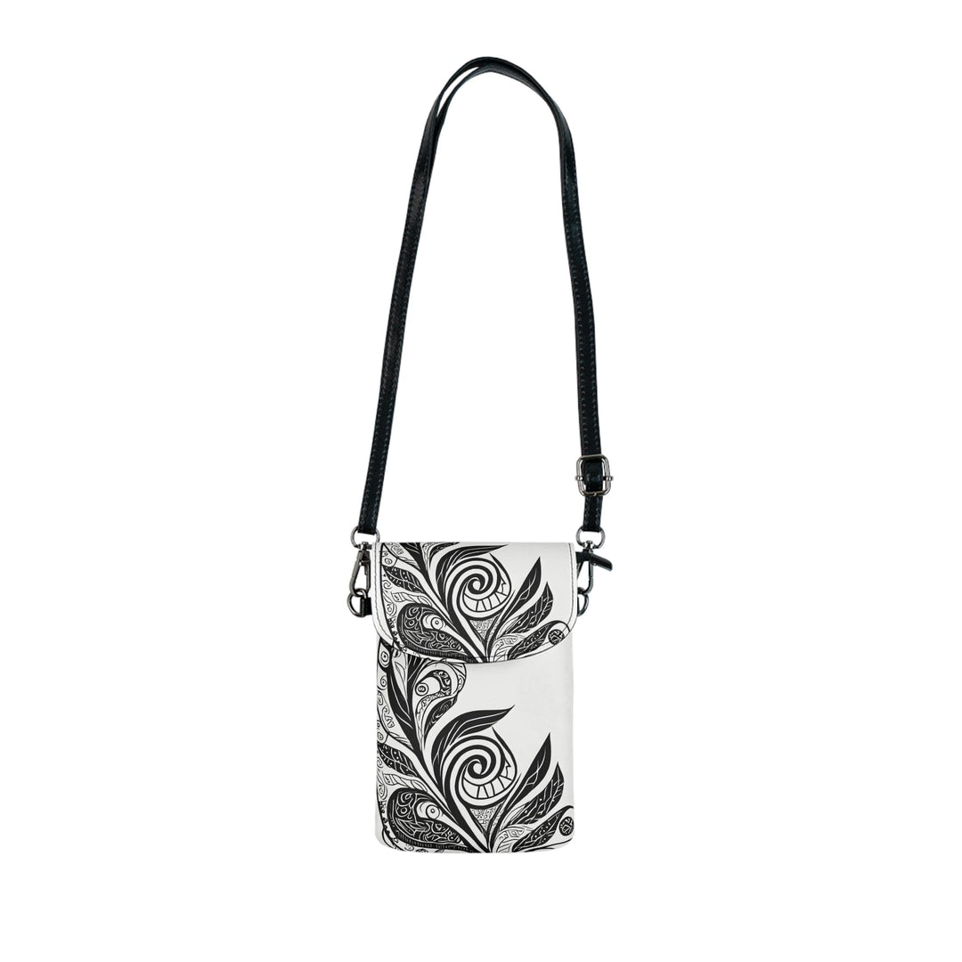 Crossbody Bag Small Cell Phone Purse - Floral Black Line Art Print 54615 - Bags