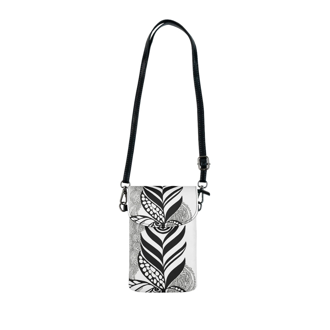 Crossbody Bag Small Cell Phone Purse - Floral Black Line Art Print 60110 - Bags