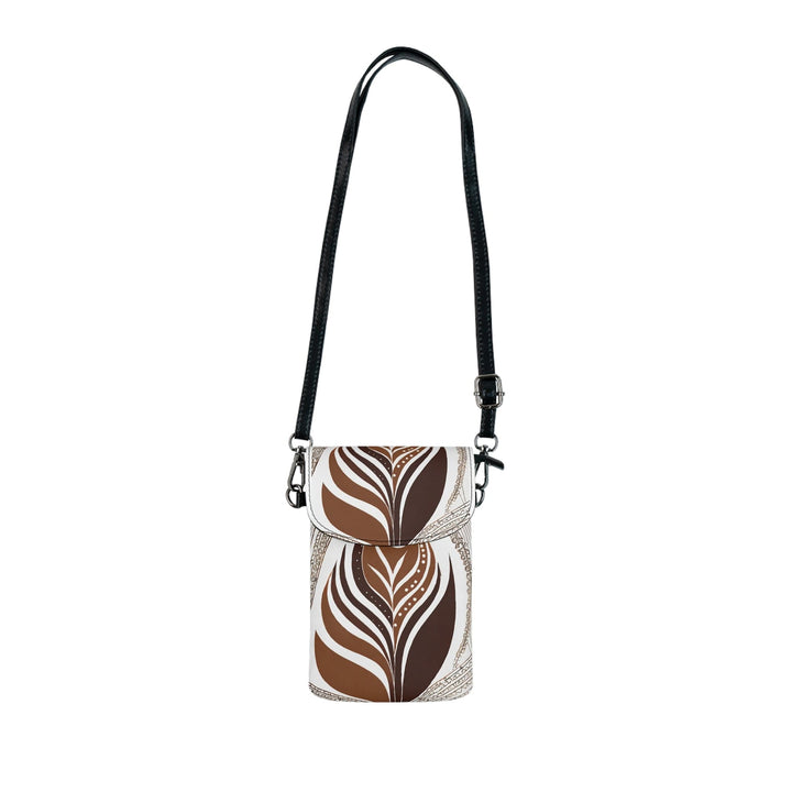 Crossbody Bag Small Cell Phone Purse - Floral Brown Line Art Print 35227 - Bags