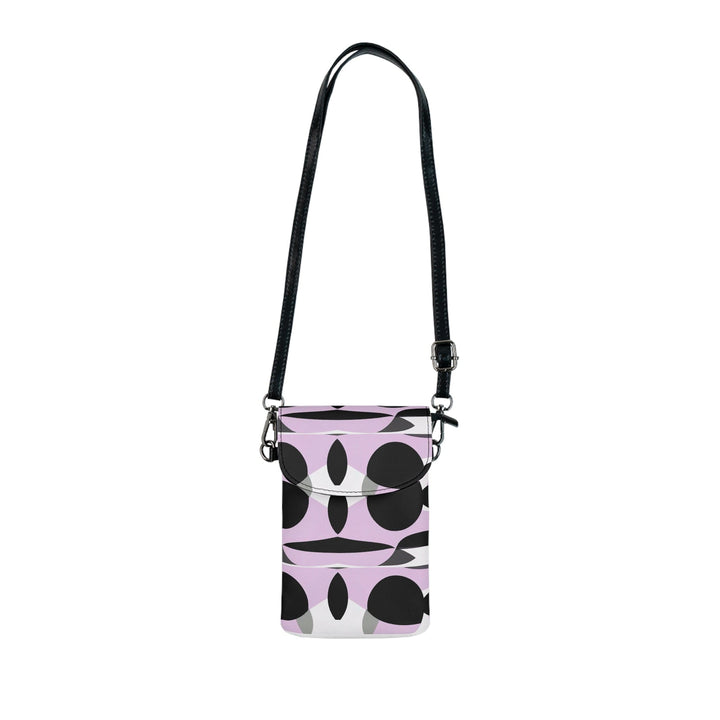 Crossbody Bag Small Cell Phone Purse - Geometric Lavender and Black Pattern