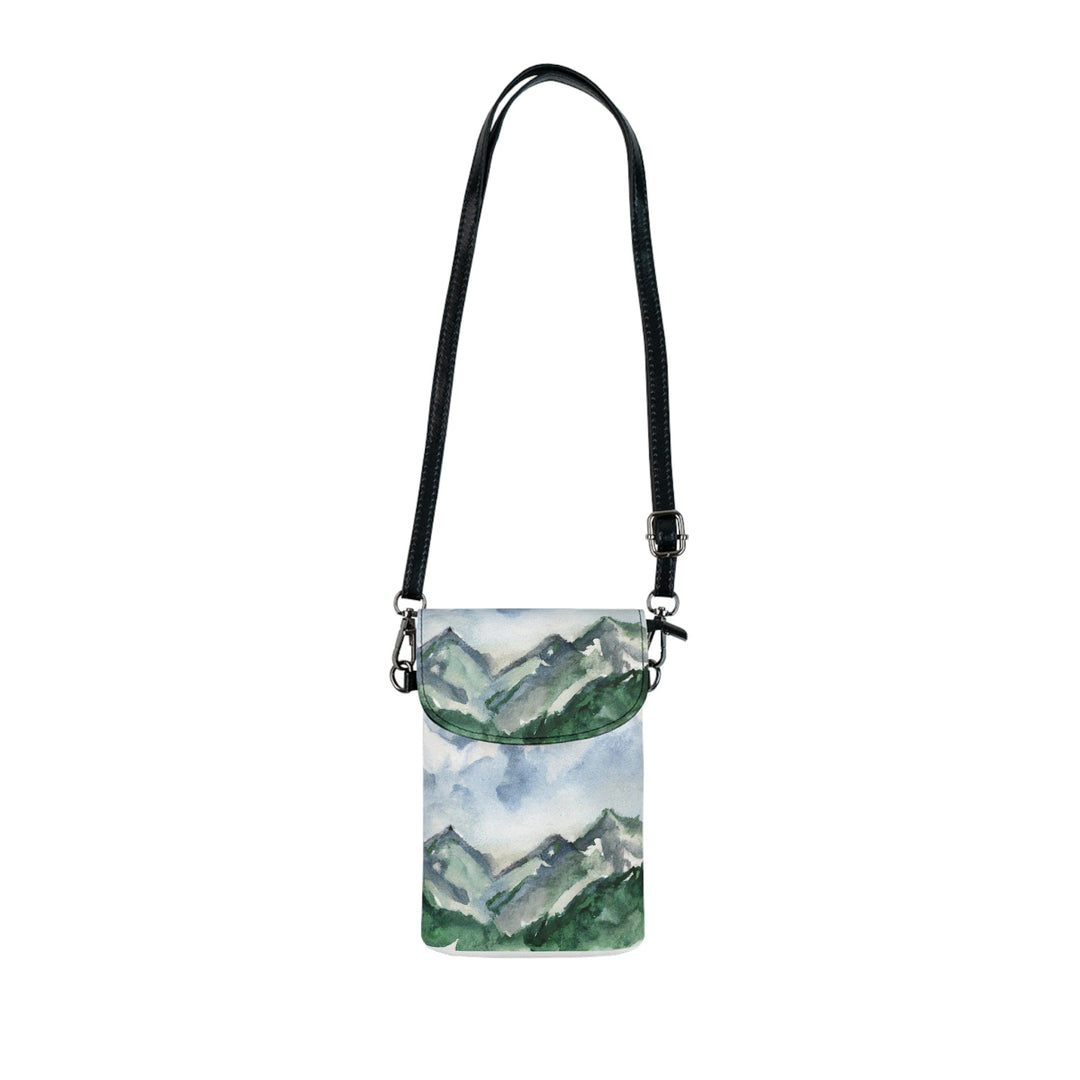 Crossbody Bag Small Cell Phone Purse - Green Mountainside Nature Landscape Blue