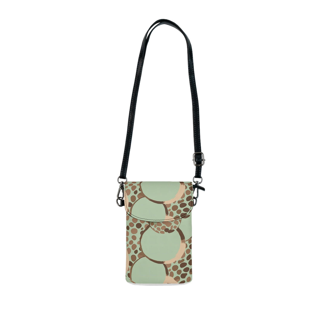 Crossbody Bag Small Cell Phone Purse - Mint Green and Brown Spotted