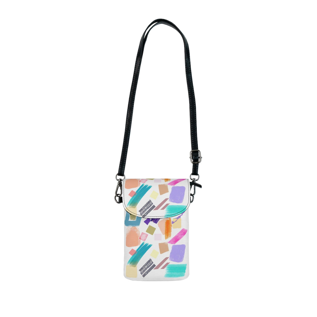 Crossbody Bag Small Cell Phone Purse - Multicolor Pastel Geometric Brush Stroke