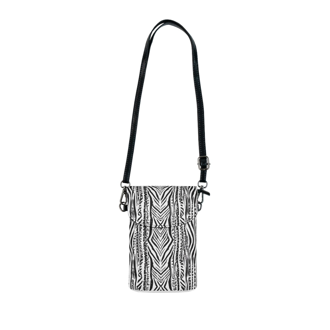 Crossbody Bag Small Cell Phone Purse - Native Black and White Abstract Pattern