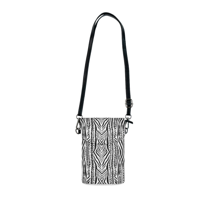 Crossbody Bag - Small Cell Phone Purse - Native Black and White Abstract