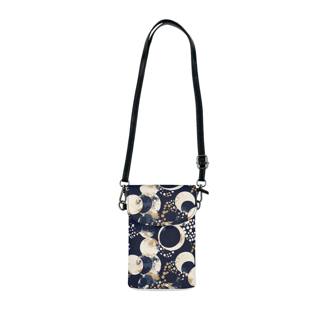 Crossbody Bag Small Cell Phone Purse - Navy Blue and Beige Spotted Illustration