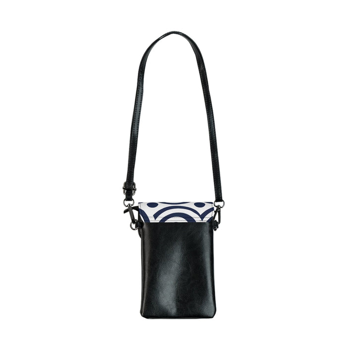 Crossbody Bag Small Cell Phone Purse - Navy Blue and White Circular Pattern