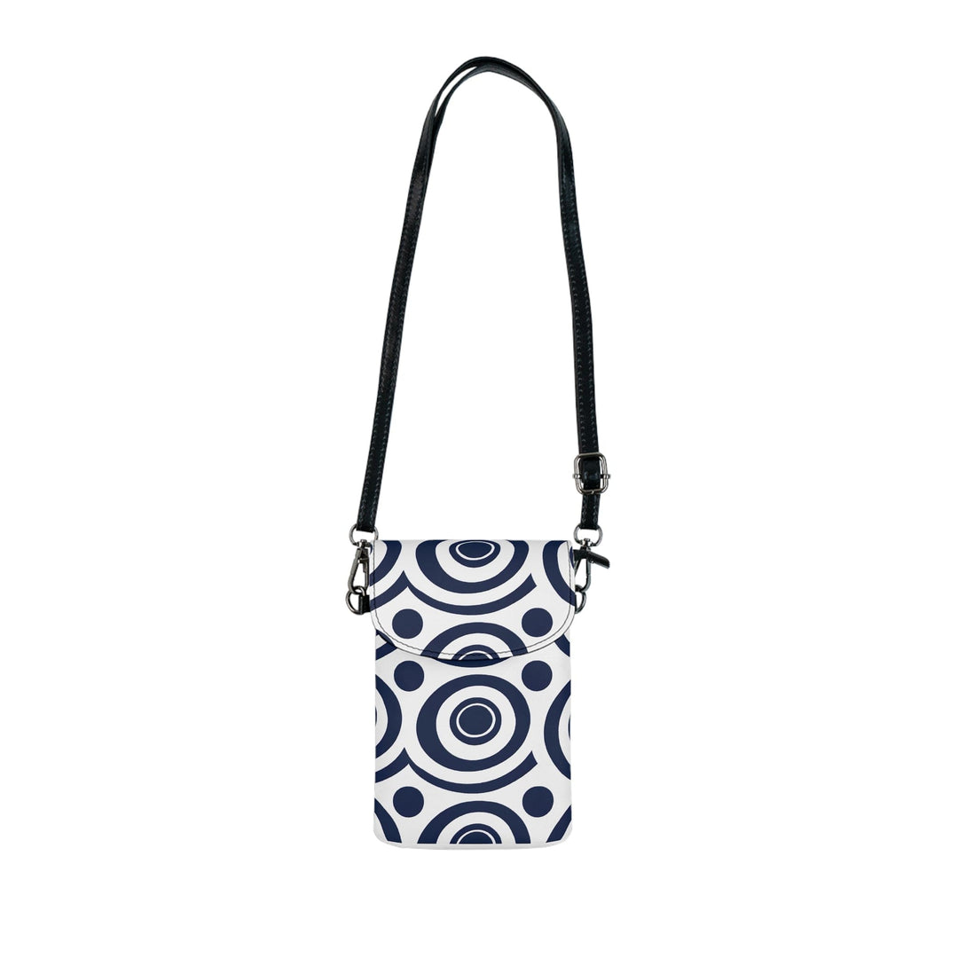 Crossbody Bag Small Cell Phone Purse - Navy Blue and White Circular Pattern