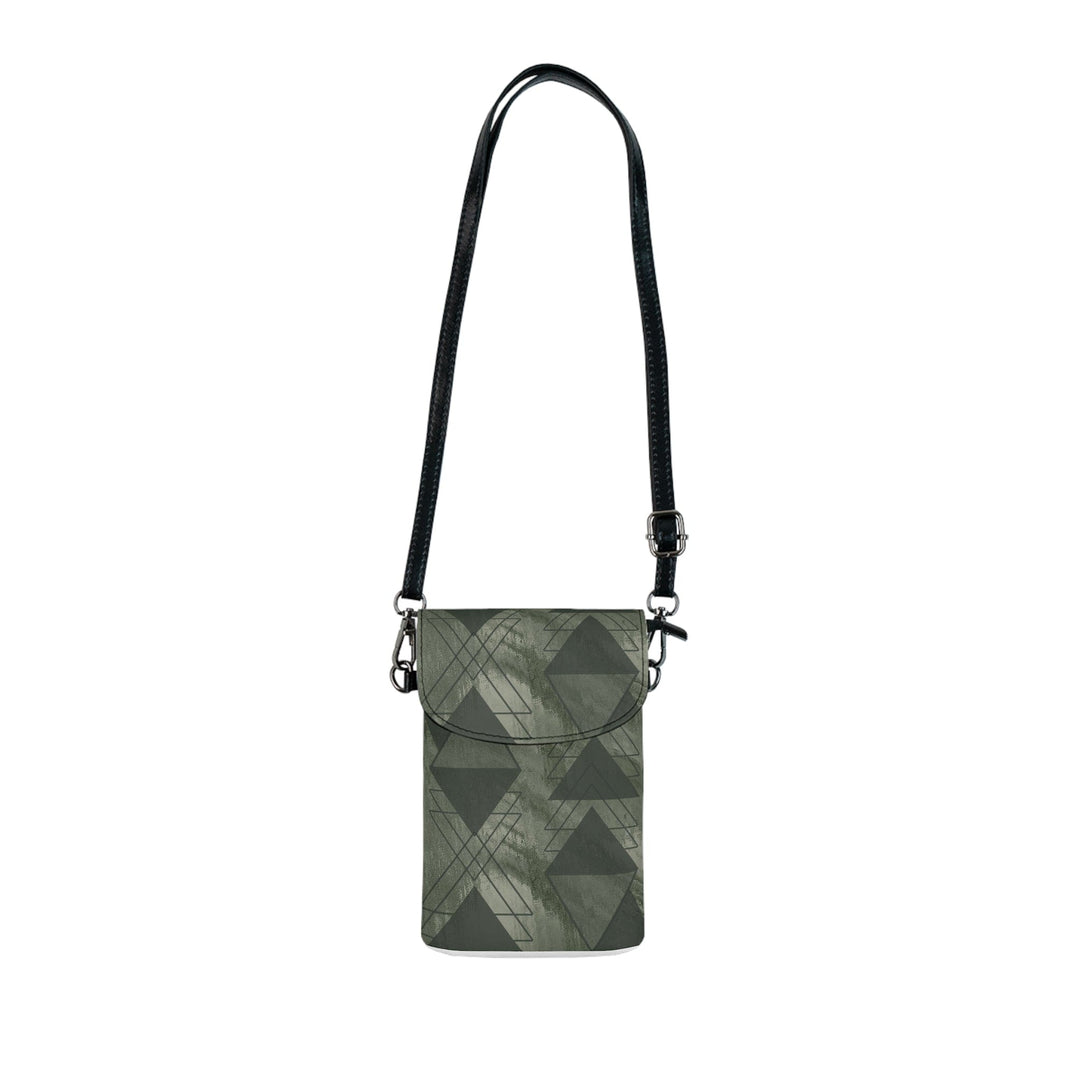 Crossbody Bag Small Cell Phone Purse - Olive Green Triangular Colorblock - Bags