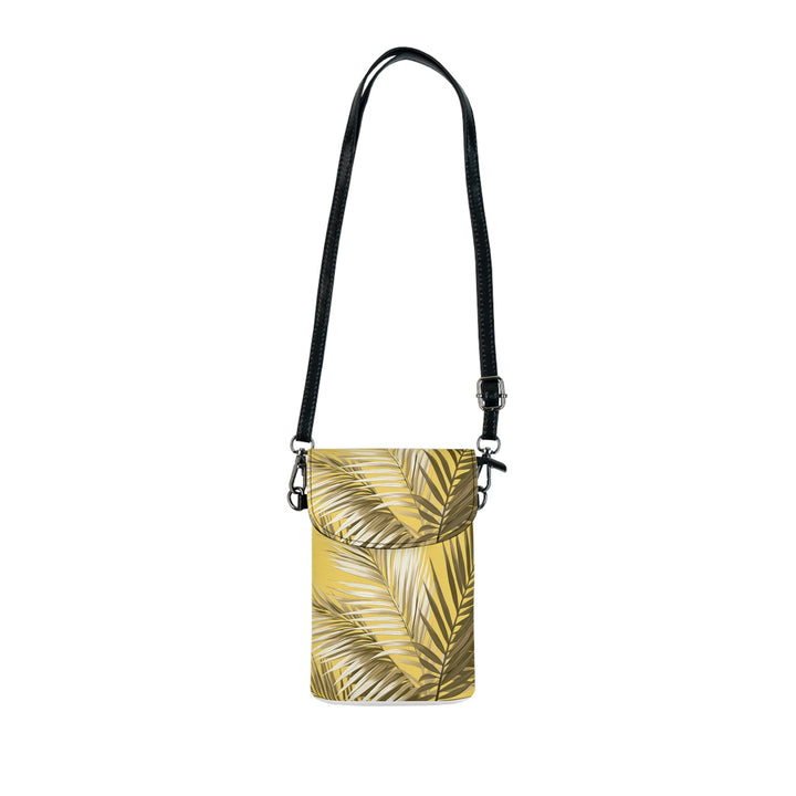 Crossbody Bag Small Cell Phone Purse - Palm Tree Brown and White Leaves